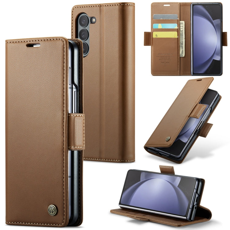 For Samsung Galaxy Z Fold 5 Caseme Litchi Texture RFID Anti-theft Leather Phone Case