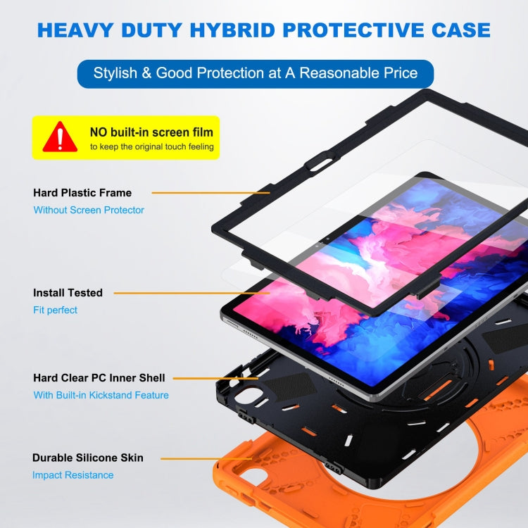 For Lenovo P11 Silicone Hybrid PC Tablet Case with Grip & Shoulder Strap