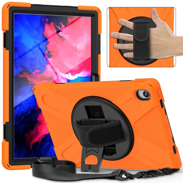 For Lenovo P11 Silicone Hybrid PC Tablet Case with Grip & Shoulder Strap