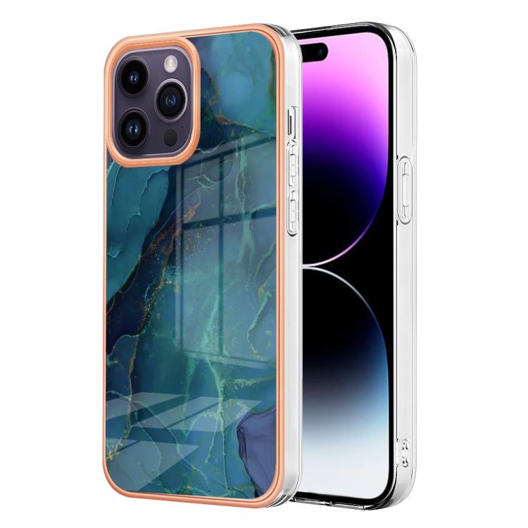 For iPhone 16 Electroplating Marble Dual-side IMD Phone Case