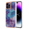 For iPhone 15 Pro Max Electroplating Marble Dual-side IMD Phone Case