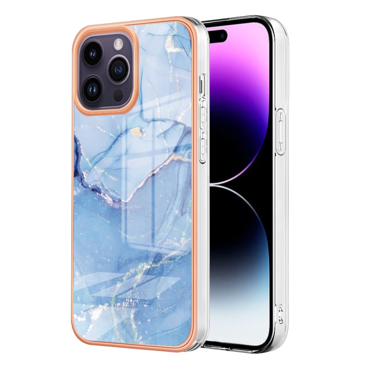 For iPhone 16 Electroplating Marble Dual-side IMD Phone Case