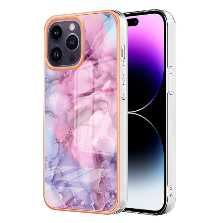 For iPhone 16 Electroplating Marble Dual-side IMD Phone Case