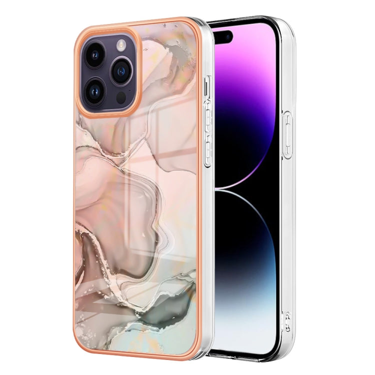 For iPhone 16 Electroplating Marble Dual-side IMD Phone Case