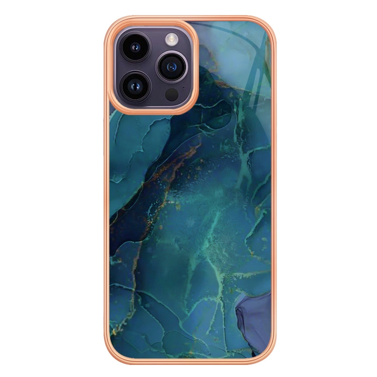 For iPhone 16 Plus Electroplating Marble Dual-side IMD Phone Case