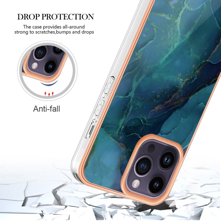 For iPhone 16 Plus Electroplating Marble Dual-side IMD Phone Case