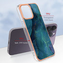 For iPhone 15 Electroplating Marble Dual-side IMD Phone Case