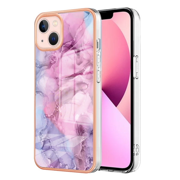 For iPhone 16 Plus Electroplating Marble Dual-side IMD Phone Case