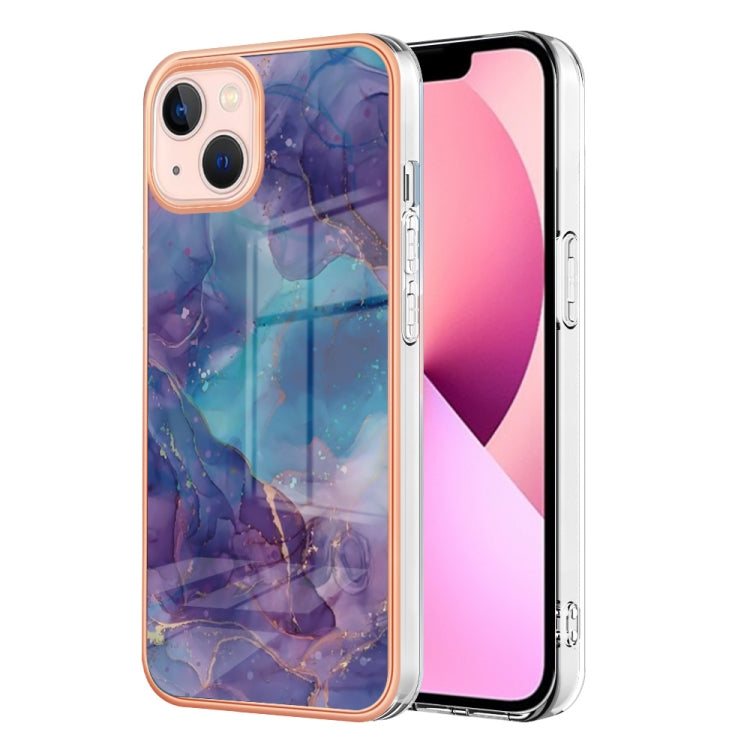 For iPhone 16 Plus Electroplating Marble Dual-side IMD Phone Case