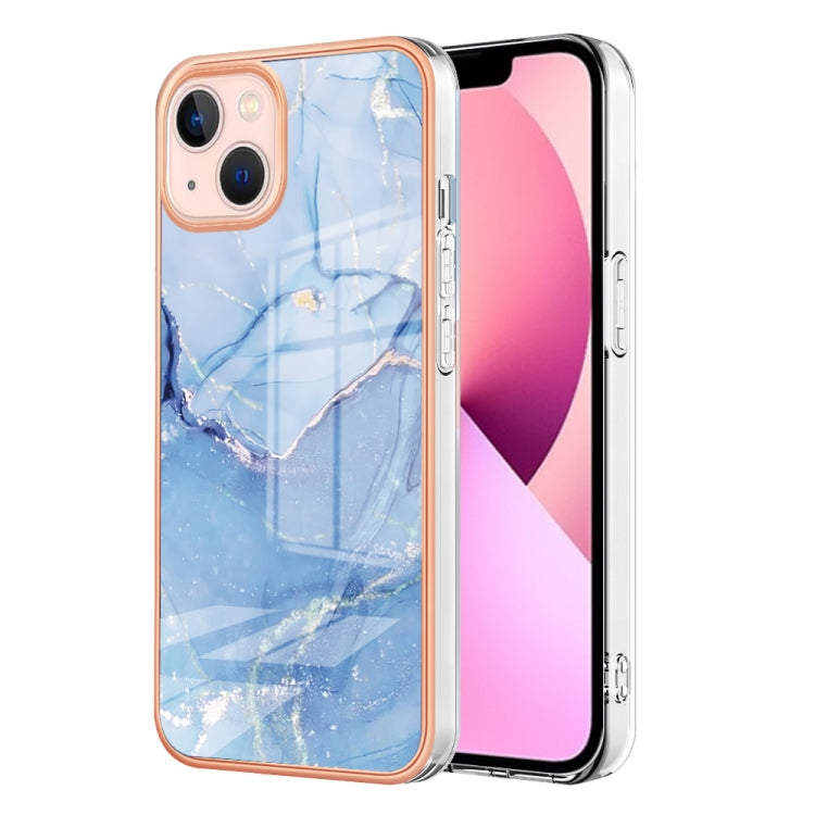 For iPhone 16 Plus Electroplating Marble Dual-side IMD Phone Case