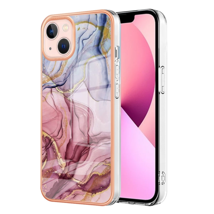 For iPhone 16 Plus Electroplating Marble Dual-side IMD Phone Case