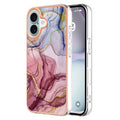 For iPhone 16 Plus Electroplating Marble Dual-side IMD Phone Case