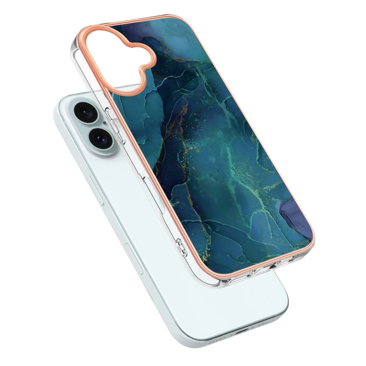 For iPhone 16 Electroplating Marble Dual-side IMD Phone Case