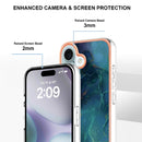 For iPhone 15 Pro Max Electroplating Marble Dual-side IMD Phone Case