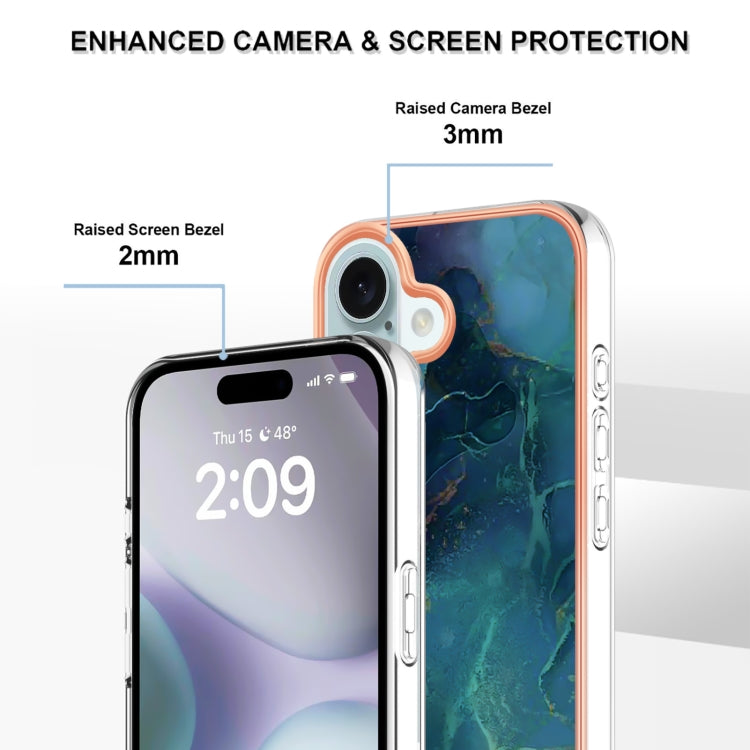 For iPhone 16 Pro Max Electroplating Marble Dual-side IMD Phone Case