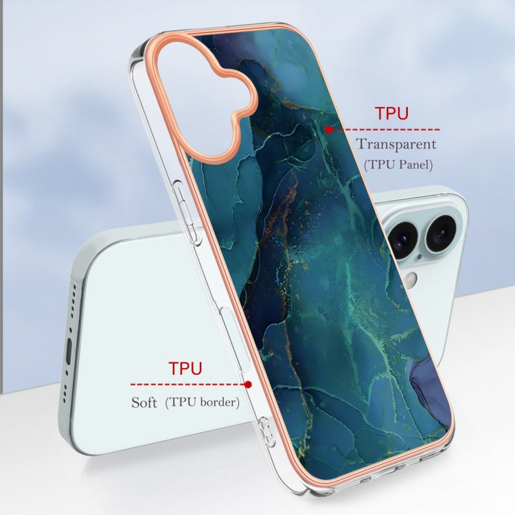 For iPhone 16 Electroplating Marble Dual-side IMD Phone Case