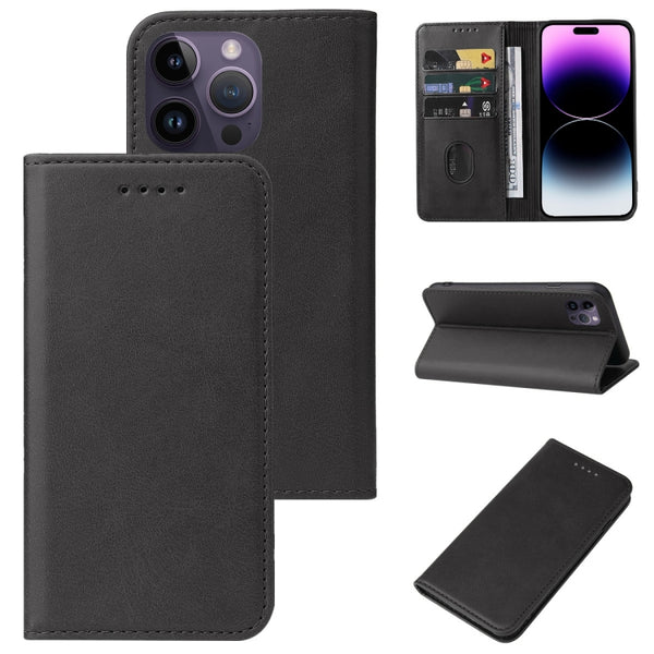 For iPhone 15 Plus Magnetic Closure Leather Wallet Phone flip Case