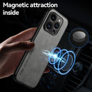 Skin Feel Magnetic Leather Back Phone Case, For iPhone 17e / 16e, For iPhone 17 Pro Max, For iPhone 17 Pro, For iPhone 17, For iPhone Air, For iPhone 16 Pro Max