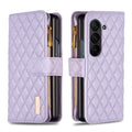 Diamond Lattice Zipper Wallet Leather Flip Phone Case For Samsung Galaxy Z Fold 5