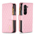 Diamond Lattice Zipper Wallet Leather Flip Phone Case For Samsung Galaxy Z Fold 5