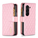 Diamond Lattice Zipper Wallet Leather Flip Phone Case, For Galaxy Z Fold8 5G, For Samsung Galaxy Z Fold7, For Samsung Galaxy Z Fold6, For Samsung Galaxy Z Fold5