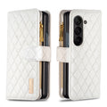 Diamond Lattice Zipper Wallet Leather Flip Phone Case For Samsung Galaxy Z Fold 5