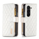 Diamond Lattice Zipper Wallet Leather Flip Phone Case, For Galaxy Z Fold8 5G, For Samsung Galaxy Z Fold7, For Samsung Galaxy Z Fold6, For Samsung Galaxy Z Fold5