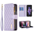 Diamond Lattice Zipper Wallet Leather Flip Phone Case For Samsung Galaxy Z Fold 6