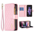 Diamond Lattice Zipper Wallet Leather Flip Phone Case For Samsung Galaxy Z Fold 6