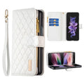 Diamond Lattice Zipper Wallet Leather Flip Phone Case For Samsung Galaxy Z Fold 6