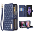 Diamond Lattice Zipper Wallet Leather Flip Phone Case For Samsung Galaxy Z Fold 6