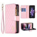 Diamond Lattice Zipper Wallet Leather Flip Phone Case, For Galaxy Z Fold8 5G, For Samsung Galaxy Z Fold7, For Samsung Galaxy Z Fold6, For Samsung Galaxy Z Fold5