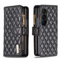Diamond Lattice Zipper Wallet Leather Flip Phone Case, For Galaxy Z Fold8 5G, For Samsung Galaxy Z Fold7, For Samsung Galaxy Z Fold6, For Samsung Galaxy Z Fold5