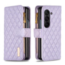 Diamond Lattice Zipper Wallet Leather Flip Phone Case, For Galaxy Z Fold8 5G, For Samsung Galaxy Z Fold7, For Samsung Galaxy Z Fold6, For Samsung Galaxy Z Fold5