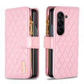 Diamond Lattice Zipper Wallet Leather Flip Phone Case, For Galaxy Z Fold8 5G, For Samsung Galaxy Z Fold7, For Samsung Galaxy Z Fold6, For Samsung Galaxy Z Fold5