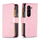 Diamond Lattice Zipper Wallet Leather Flip Phone Case, For Galaxy Z Fold8 5G, For Samsung Galaxy Z Fold7, For Samsung Galaxy Z Fold6, For Samsung Galaxy Z Fold5