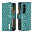 Diamond Lattice Zipper Wallet Leather Flip Phone Case, For Galaxy Z Fold8 5G, For Samsung Galaxy Z Fold7, For Samsung Galaxy Z Fold6, For Samsung Galaxy Z Fold5