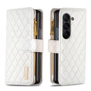 Diamond Lattice Zipper Wallet Leather Flip Phone Case, For Galaxy Z Fold8 5G, For Samsung Galaxy Z Fold7, For Samsung Galaxy Z Fold6, For Samsung Galaxy Z Fold5