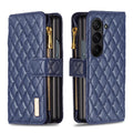 Diamond Lattice Zipper Wallet Leather Flip Phone Case, For Galaxy Z Fold8 5G, For Samsung Galaxy Z Fold7, For Samsung Galaxy Z Fold6, For Samsung Galaxy Z Fold5