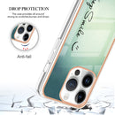 For iPhone 15 Pro Electroplating Marble Dual-side IMD Phone Case