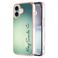 For iPhone 16 Plus Electroplating Marble Dual-side IMD Phone Case