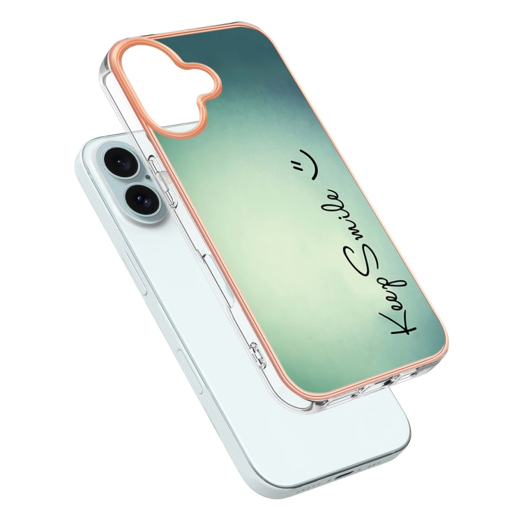 For iPhone 16 Electroplating Marble Dual-side IMD Phone Case