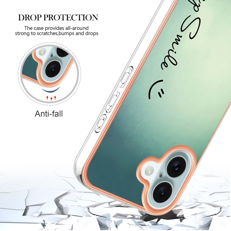 For iPhone 16 Electroplating Marble Dual-side IMD Phone Case