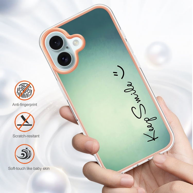 For iPhone 16 Electroplating Marble Dual-side IMD Phone Case