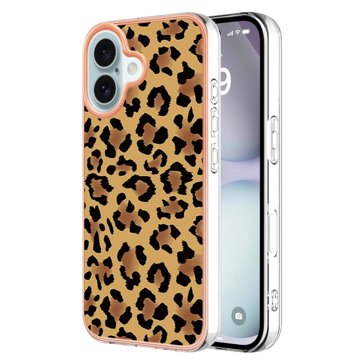 For iPhone 16 Electroplating Marble Dual-side IMD Phone Case