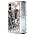 For iPhone 16 Plus Electroplating Marble Dual-side IMD Phone Case