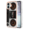 For iPhone 16 Plus Electroplating Marble Dual-side IMD Phone Case