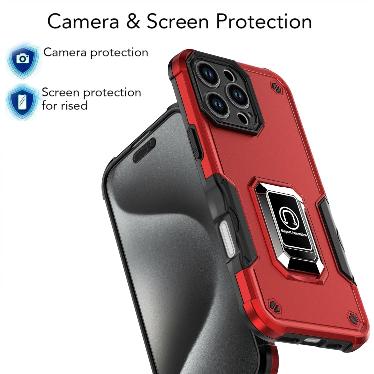 For iPhone 16 Pro Max Ring Holder Non-slip Shockproof Armor Phone Case