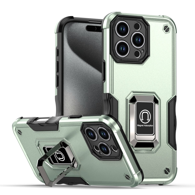 For iPhone 16 Pro Max Ring Holder Non-slip Shockproof Armor Phone Case