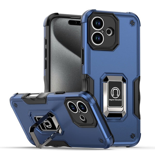 For iPhone 16 Ring Holder Non-slip Shockproof Armor Phone Case